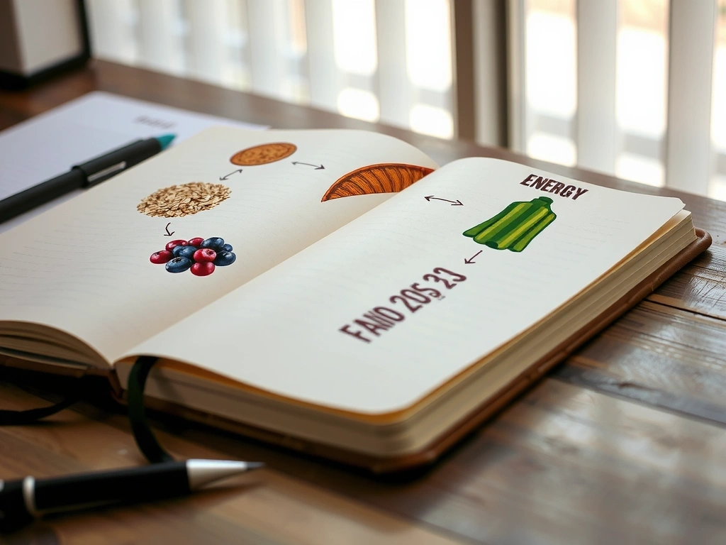 Ručno nacrtane bilješke o povezanosti hrane i energije
